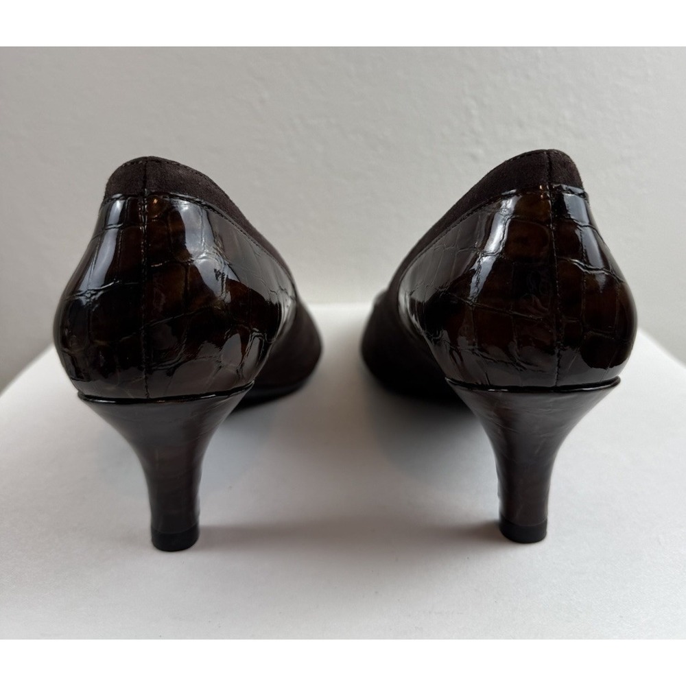 Vaneli Womens 80s Vintage Suede Pointed Toe Croc Kitten Heel Pump Sz 7.5N Brown - Picture 7 of 10
